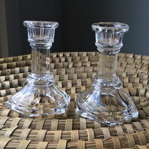 4" glass candlesticks - set of two
